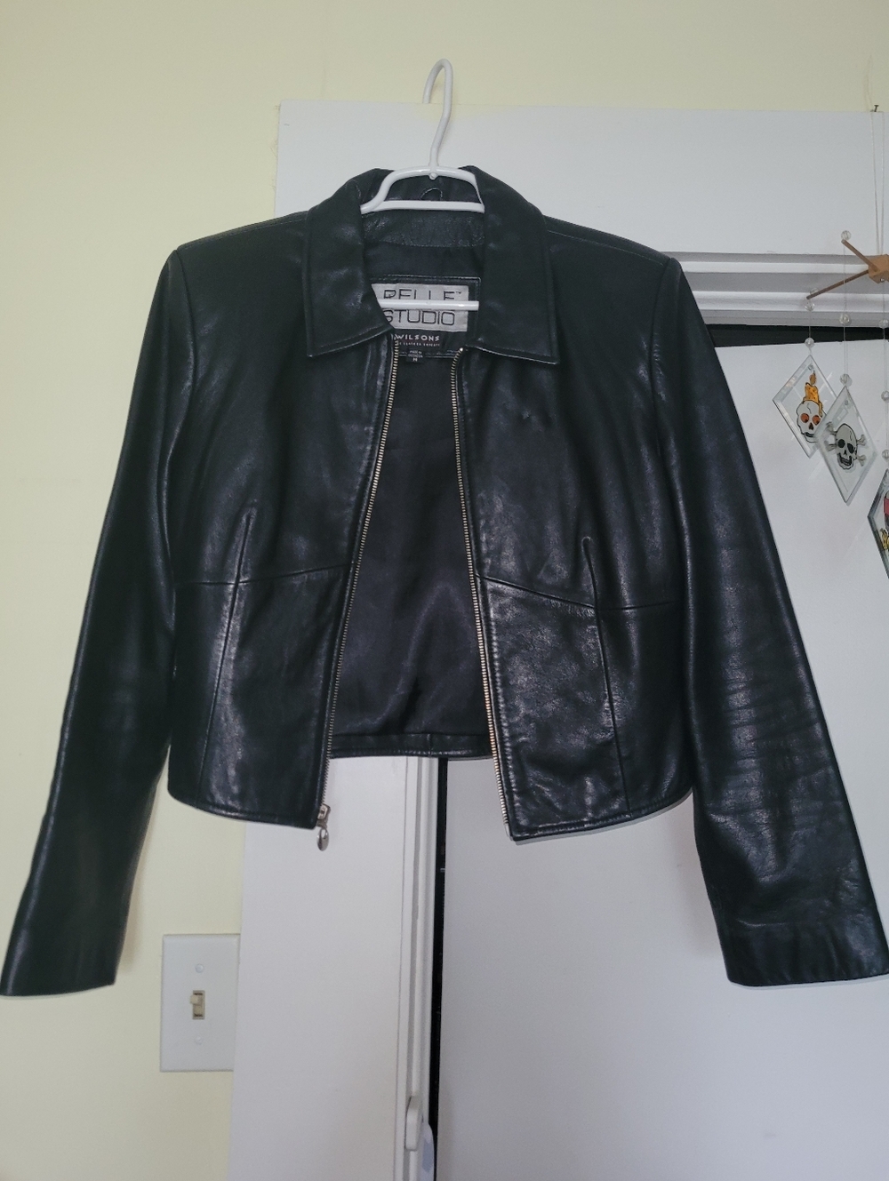 Vintage Pelle Studio For Wilsons Leather Black Leather Zip Front Women's Jacket